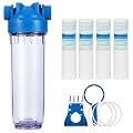 Geekpure 10-Inch Whole House Water Filter with Clear Filter Housing - 3/4"NPT Brass Port and 4 x PP Sediment Filters