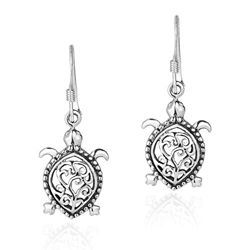 Boucles d'oreilles tortue Pacifique argent sterling de haute joaillerie