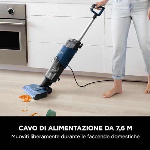 Shark HydroVac, Aspirapolvere e lavapavimenti con filo con spazzola antimicrobica, liquido multisuperficie neutralizzatore di odori e cavo da 7,6 m, autopulente, wet & dry, blu navy WD100EU - 7
