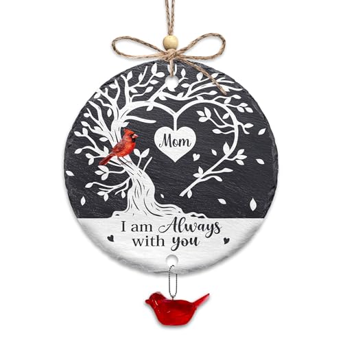 Hyturtle Memorial Cardinal Ornament for Mom – 4" Stone Hanging Tree Decoration with Red Bird Charm – Sympathy Gift, Loss of Mother Keepsake – I'm Always with You Ornaments Memorial 2