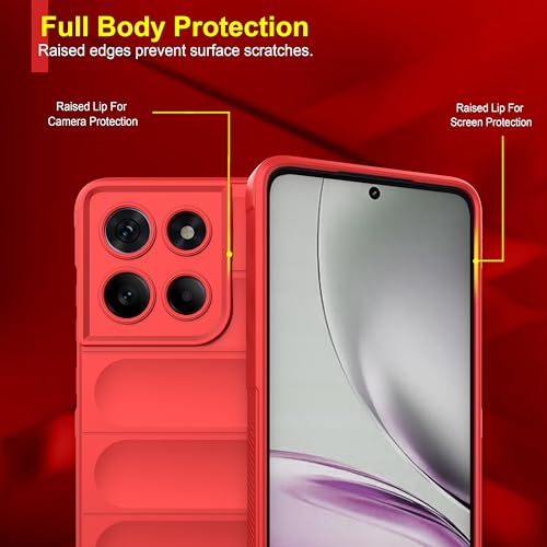 Image of Zapcase Back Case Cover for Motorola Edge 60 Stylus | Compatible for Motorola Edge 60 Stylus Back Cover | Liquid Silicon Magic Case with Camera Protection | Red