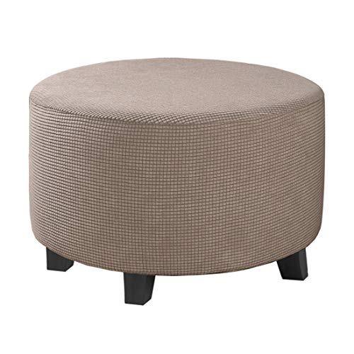 Image of H.VERSAILTEX Ottoman Cover Stretch Ottoman Slipcover Round Ottoman Storage Cover Folding Stool Covers Furniture Protector Cover for Footrest Ottoman Fit Dia 20 inch - 23 inch, Taupe