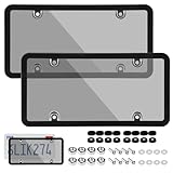 Wanheart Gray Framed Bubble License Plate Cover Set – 2-Pack Curved ABS Shield for 12×6 US Plates, Scratch & Weather Resistant Protection with Screws & Caps, Front & Rear Car Accessories (Gray)