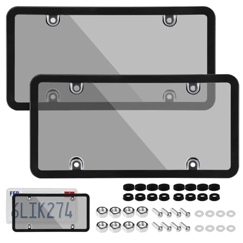 Wanheart Gray Framed Bubble License Plate Cover Set – 2-Pack