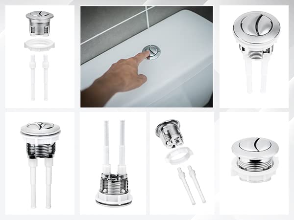 Bouton Double Chasse D'Eau Ultra Noir - Kit Remplacement Valve Double Bouton-Poussoir Rond Toilette