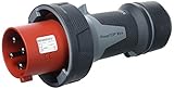 Rahmen Terminals Mennekes (Unternehmen) 13206 Power Top Xtra Plug mit gummierten Bereich, IP 67 Schutz, 6 Stunden Earth Position, 4 Pole, 63 A, 400 V, rot