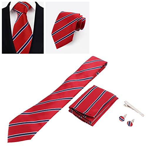 Conjunto de gravatas masculinas listradas, gravatas masculinas da moda com abotoaduras de lenço para