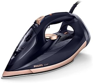 Philips Żelazko Parowe Azur - 3000W, Strumień pary 55g/min, Silne uderzenie pary 250g, Stopa żelazka SteamGlide Elite, Czarne (GC4909/60)