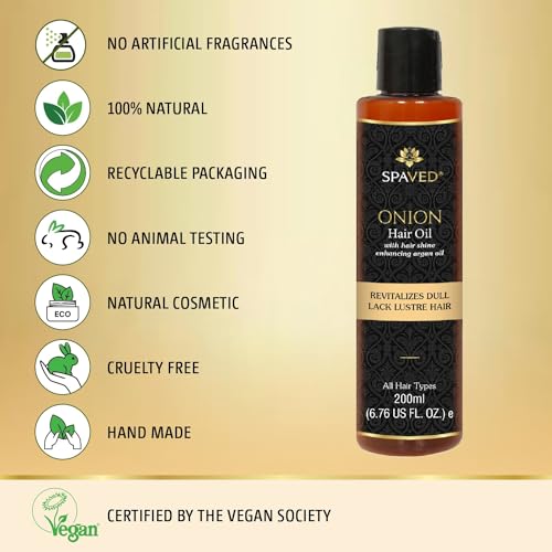 Spaved Onion Hair Oil 200ml, Nourishing Hair & Scalp Oil with Rosemary, Argan & Jojoba, Supports Hair Fall Control - Image 2