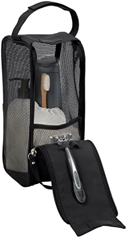 Simplify Hanging Mesh Toiletry Bag | Travel Organizer | Perfect for Dorm | Gym | Back to School | Shampoo | Shower Accessories | Black