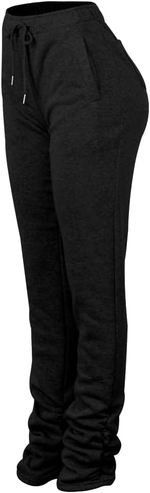 Lucuna Womens Stacked Fleece Sweatpants Sherpa Lined Thicked Warm Athletic Active Jogger Ruched Lounge Pants - Image 5