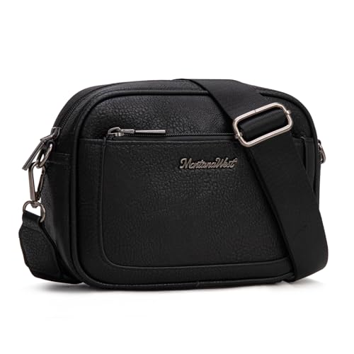 Image of Montana West Crossbody Bags for Women Cow Print Purse Triple Zip Shoulder Handbags with Wide Strap
