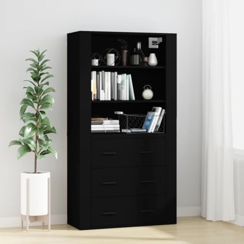 Lalfkkii Aparador buffet mueble entrada decoración de interiores moderno armario portaobjetos para salón, dormitorio o cocina, diseño sencillo y práctico, color negro, 80 x 33 x 70 cm