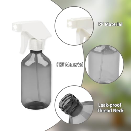 4 Pack 300ml Clear Black Plastic Spray Bottles - Premium Adjustable Nozzles for Lawn & Garden, Hair Care, and Cleaning Supplies3