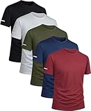 5 Pack Workout Shirts for Men Dry Fit Gym Shirts Short Sleeve Athletic Moisture Wicking T-Shirt 2XL