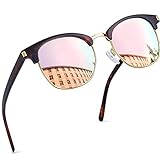 Joopin Semi Rimless Sunglasses, Vintage Half Frame Shades for Women Ladies Trendy Browline Sun Glasses Polarized UV Protection (Leopard Pink)