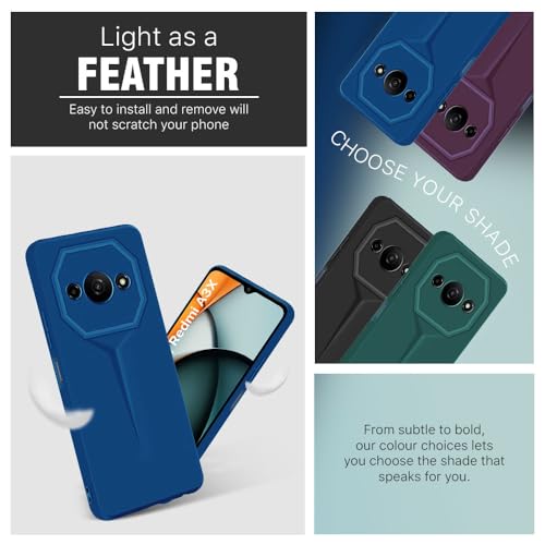Image of WOW IMAGINE Slim Back Cover for Mi Redmi A3 | Redmi A3X | Poco C61 | Blade Series Ultra Thin Case with Lightweight Design | Camera Protection | Soft Matte Silicone Flexible Mobile Case - Blue