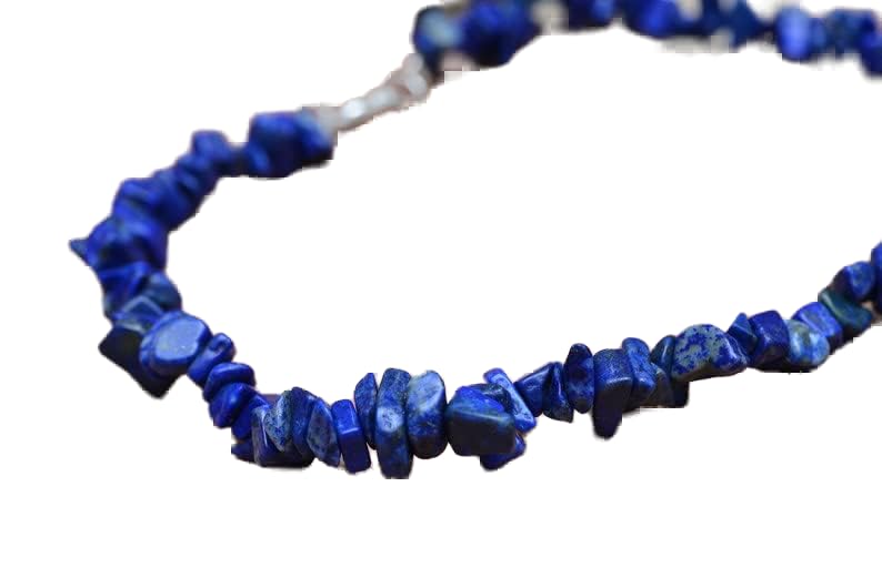 Bracelet lapis lazuli en pépites polies de 17cm avec fermoir argenté