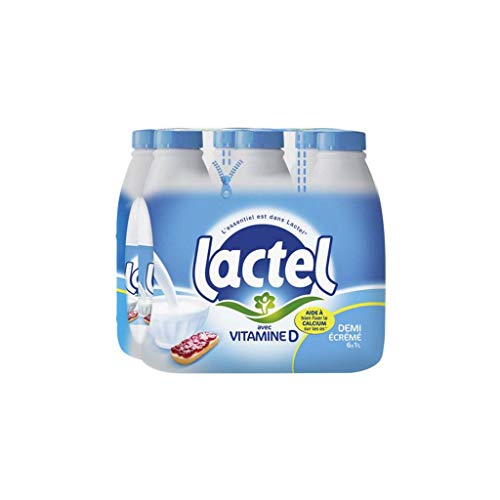 Lactel - Leche semidesnatada con vitamina D, 1 L (paquete de