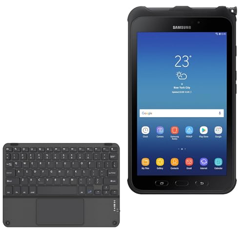 BoxWave Keyboard Compatible with Samsung Galaxy Tab Active 2 Wi-Fi - SlimKeys Bluetooth Keyboard with Trackpad, Portable Slim TouchPad - Jet Black