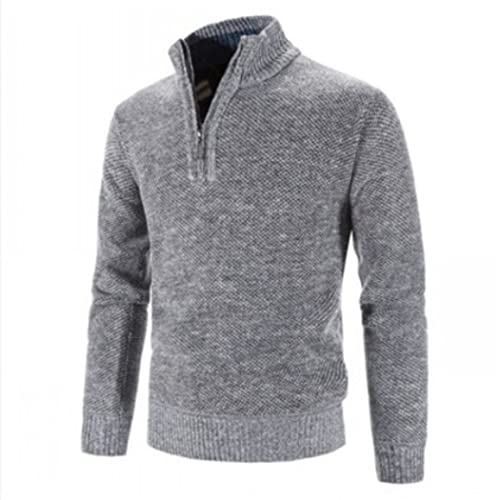 Pull d'automne ample col montant en peluche premium gris clair