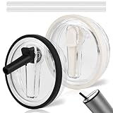 2 Pack 40 oz Tumbler Flip Straw Lid Replacement,Spill-Proof & Splash-Resistant Lids for Stanley Quencher,Dustproof Reusable Cup Covers,Fits 40 oz Tumblers (Cream White + Black)