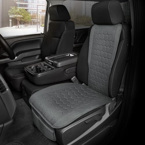 Motor Trend LuxeFit Seat Cover for Cars Trucks SUV, 1-Pack Premium Car Seat Covers, Easy to Install Automotive Seat Covers with Storage Pockets, Fits Most Vehicles (Gray)