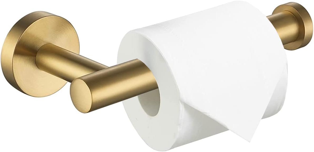 KASTWAVE Restroom Fixtures Brushed Gold Toilet Paper Holder， Bathroom, Wall Mount Durable SUS304 Stainless Steel, Modern Style, Toilet Paper Holder Modern Style, for Hotel Kitchen