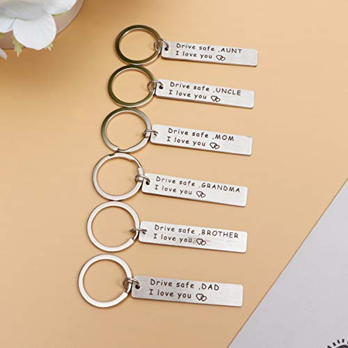 EXCEART 8 Pcs Drive Seguro Chave Anel de Aço Inoxidável Letra Palavras Tag Charme Chaveiro Carro Cha