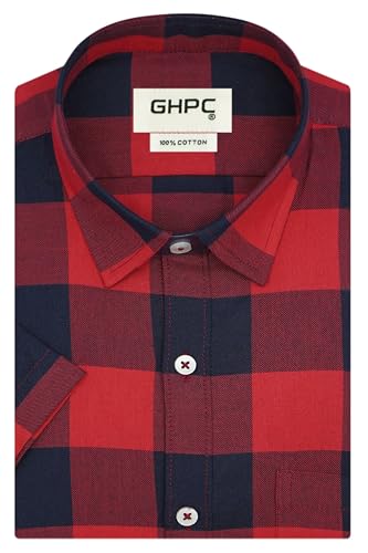 Image of GHPC 100% Cotton Big /Buffalo Checks Half Sleeves Regular Fit Formal Shirt for Men
