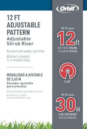 Orbit 37330 Adjustable Aluminum Sprinkler Riser 16-30" with 15-ft Pattern Nozzle - image 2