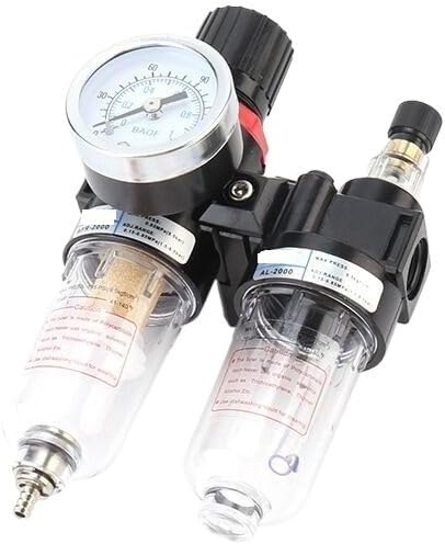 AFC2000 Air Compressor Treatment Unit Oil Water Separator Regulator FRL Combination Union Filter Airbrush Lubricator G1/4" Port(AFC-PC16-02)