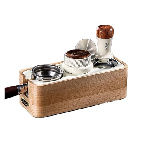 Kompatybilny z Bincoo Coffee Tamper Station Espresso Stand Portafilter Holder drewniana podstawa 51 mm, 53 mm, 58 mm, akcesoria do kawy, narzędzie baristy (drewniana podstawa)