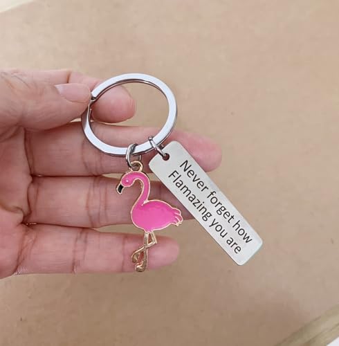 Guagua Flamingo Keychain Never Forget How Flamazing You are Keychain Flamingo Gift (A) - Image 4