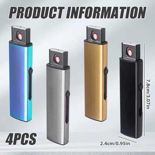 LEKEFETO Pack of 3 Windproof Lighter, Electronic Lighter: Windproof Electric Lighter with USB Port, Double-Sided Ignition, Flameless Windproof Lighter, USB Lighters, Rechargeable, No Gas