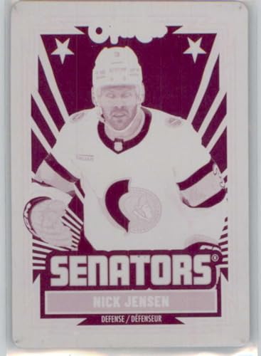 2025-26 O-Pee-Chee Retro Printing Plates Magenta #9 Nick Jensen SER/1 Ottawa Senators Official Hockey Card in Raw (NM or Better) Condition