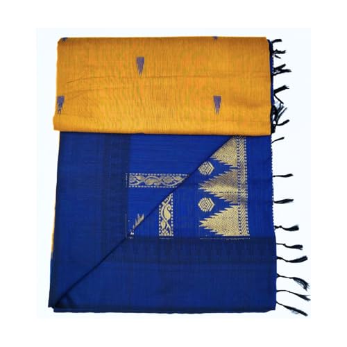 Image of Pure Kalyani Cotton Saree | Zari Border & Blouse Piece - Lata Gadwal Design | Traditional Saree