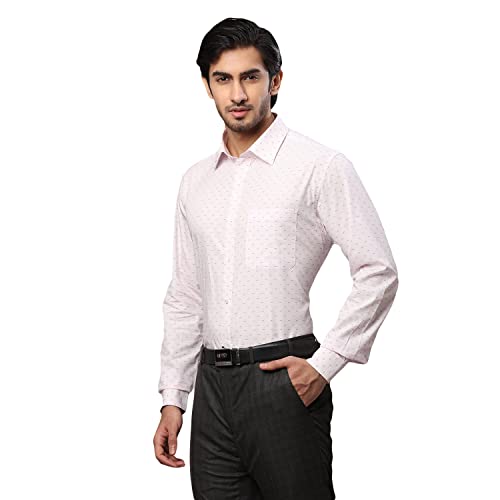 Image of Raymond Men's Pure Cotton Print Pattern Slim Fit Semi Cutaway Collar Full Sleeve Formal Shirt