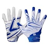 Cutters Fußballhandschuhe – Game Day Fußballempfänger-Handschuhe mit hoher Klebrigkeit Silikongriff, hervorragende Unterstützung und Schutz – Weiß/Königsblau – Erwachsene, Größe XL