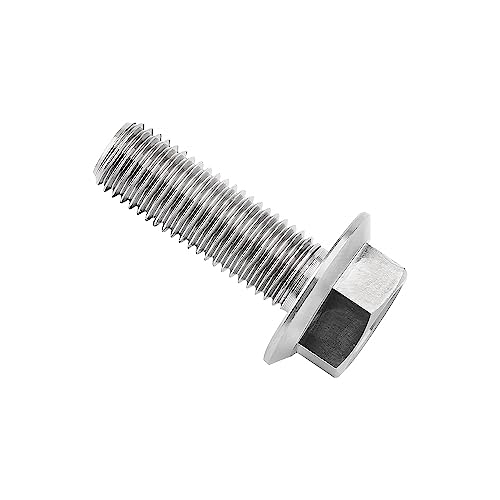 Image of Ti Screws M10 x 20 25 30 35 40 45 50 55 60 65 70 75 80 90 100mm 1.25 Pitch Titanium Flange Hex Bolt Pack of 4 (Silver, M10x25mm)
