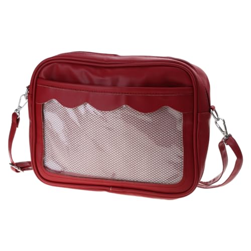 JSGHGDF Japanese Style Women Girl Japanese Transparent Shoulder Bags Clear Ita Bag, Red - Image 3