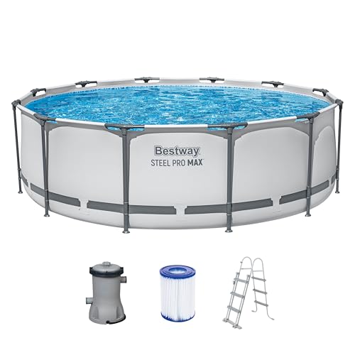Bestway® Steel Pro MAX™ Aufstellpool-Set mit Filterpumpe Ø 366 x 100 cm, lichtgrau, rund