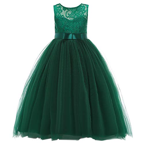 Glamulice Flower Girls Lace Bridesmaid Dress Princess Elegant Tulle Long A Line Dresses Pageant Wedding Party Ball Gown