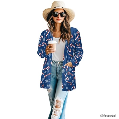 Image of Women's Lightweight Cardigans with Pockets Trendy Long Sleeve Open Front Cardigan Casual Tops Jackets Fall Oufits S-2XL