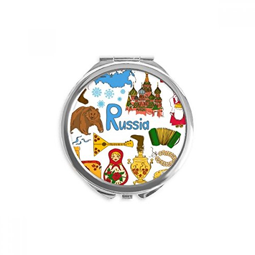 Miroir de poche rond drapeau russe portable maquillage fait main en verre multicolore DIYthinker