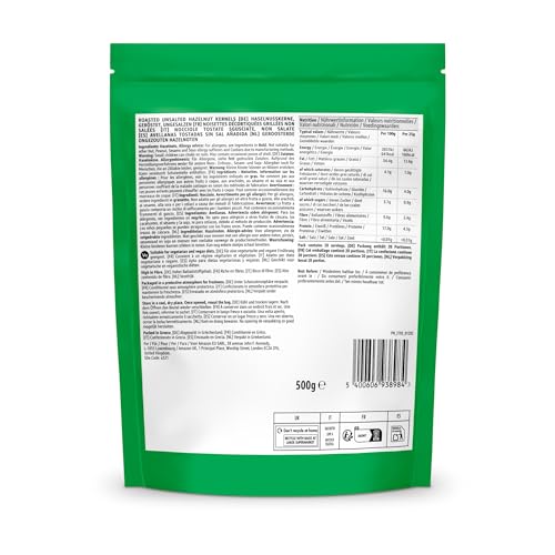 by Amazon Haselnusskerne, geröstet, ungesalzen, 500g