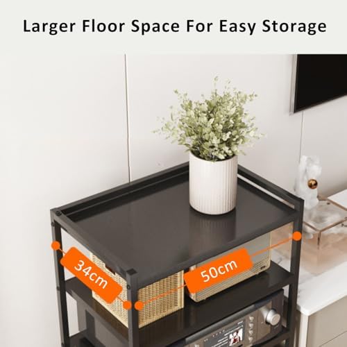 Heavy-Duty Modern Audio Rack - Floor-Standing Record Player Console for Stereo Components & Media Storage, Ideal for Living Room & Recording Studio (53.2x35x88cm)