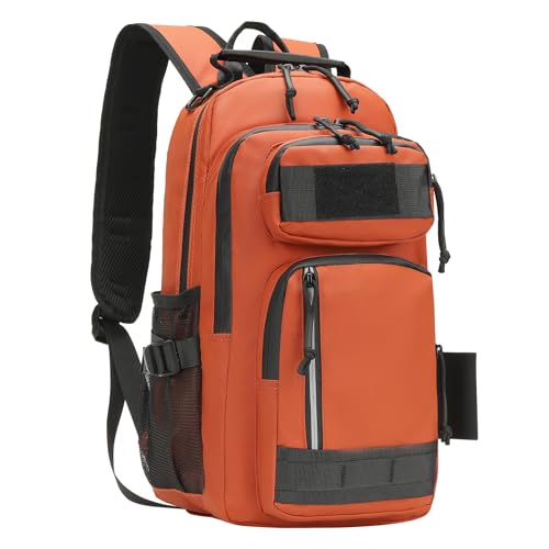 Mochila de pesca impermeable 35L con soporte para caña naranja miniatura 1