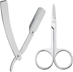 Navalha Navalhete Profissional Aço Inox Para Barbeiro Acabamento De Barba Cabelo Multiuso + Tesoura Reta Para Acabamento Em Aço Inox + Necessaire