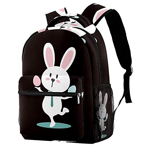 Sac à dos de voyage enfant avec porte-gourde et motif lapin mixte pour l'école